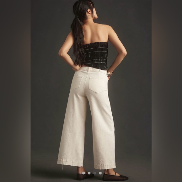 PAIGE Harper Ankle High-Rise Wide Leg Jean in Tonal Ecru - Picture 3 of 10